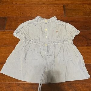 Ralph Lauren Blue and White Striped Kids Button Down Shirt